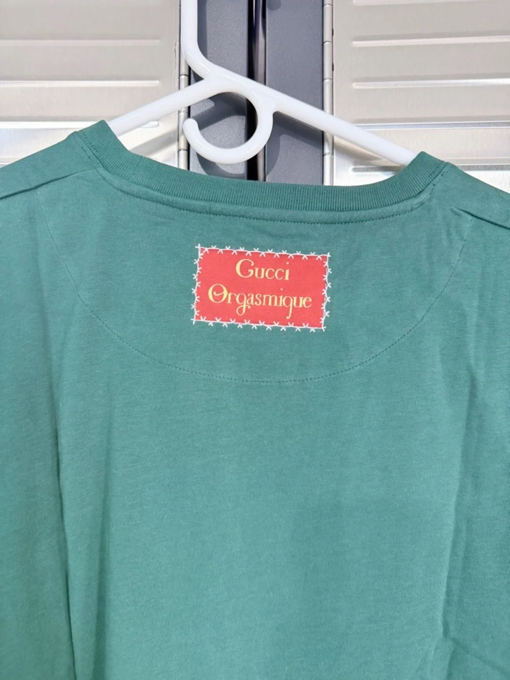 Gucci Orgasmique Cotton Green GG Embroidered Crewneck Tee